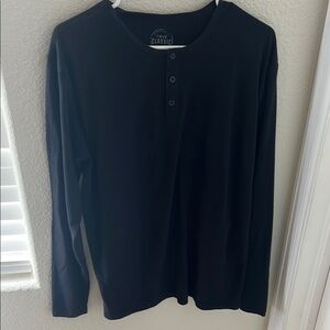 Black Long Sleeve Crew Neck Tee Soft Cotton Blend